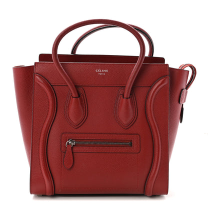 Celine Drummed Calfskin Micro Luggage Merlot 1 of 9