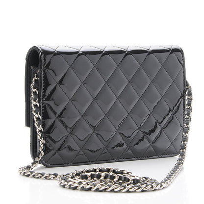 Chanel Patent Quilted Brilliant Wallet On Chain WOC Black 3 of 10