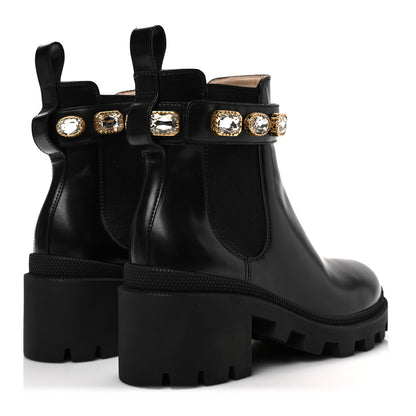 Gucci Calfskin Crystal GG Trip Chelsea Ankle Boots 35 Black 4 of 9