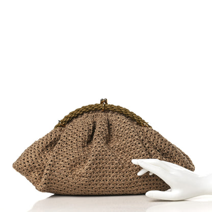 Fendi Intreccio Macrame Braided Shell Clutch Sand 2 of 9