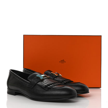 Hermes Goatskin Womens Royal Loafers 39 Black 9 of 9