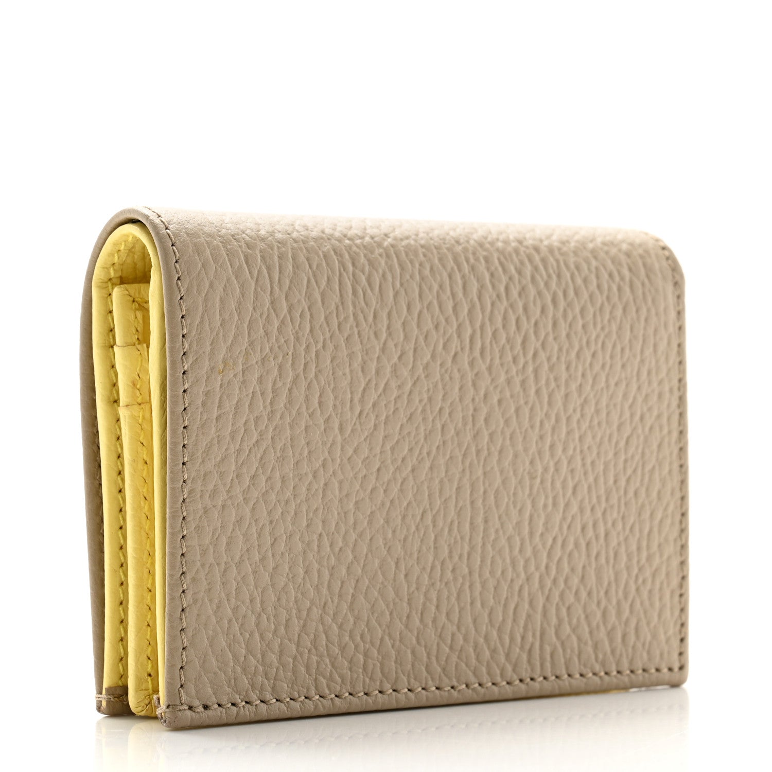 Gucci Dollar Calfskin Bi- Color GG Marmont Card Case Oatmeal Banana 3 of 7