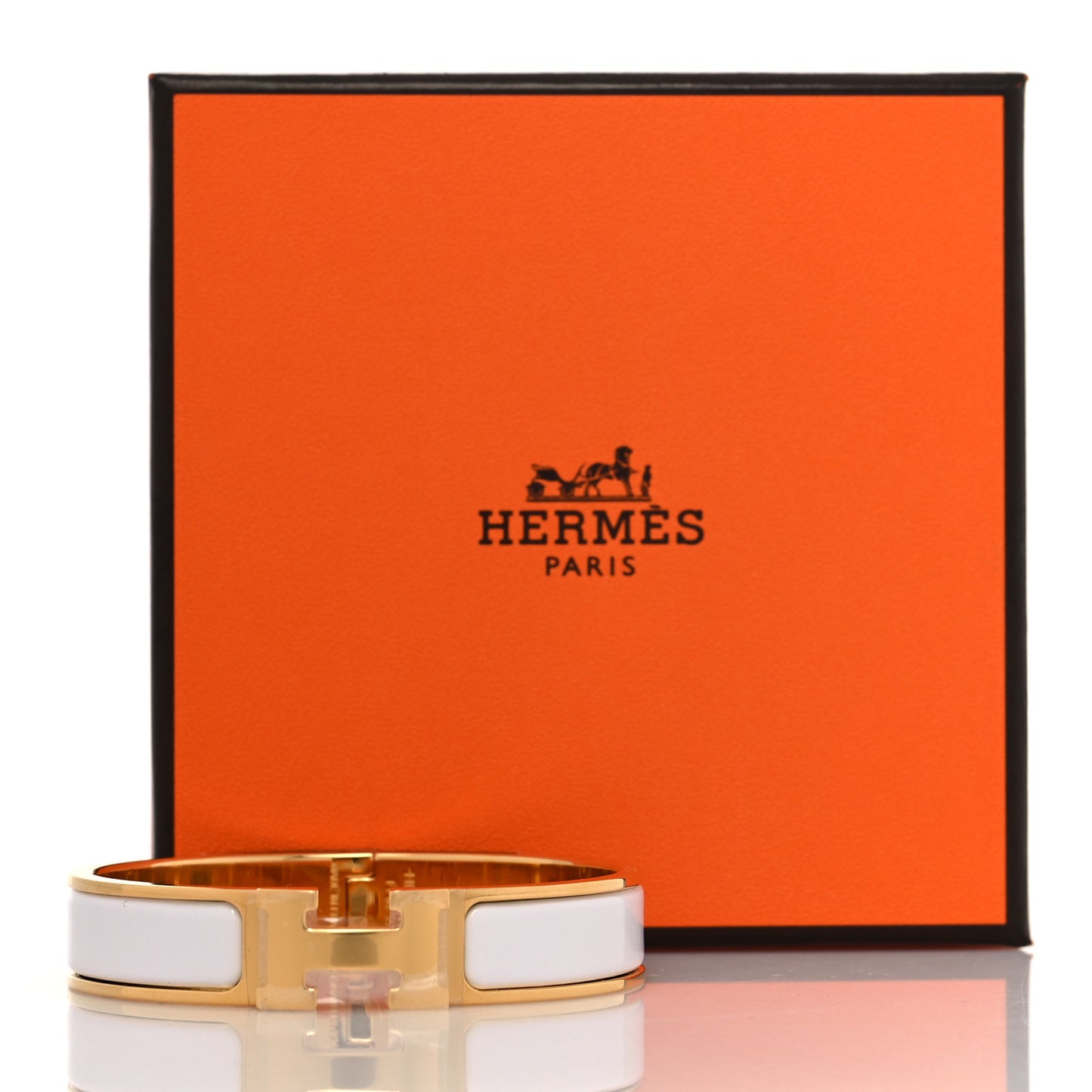 Enamel Narrow Clic Clac H Bracelet PM White
