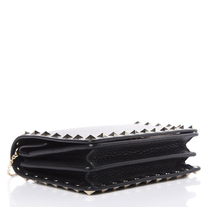 Valentino Garavani Pebbled Calfskin Rockstud Wallet on Chain Black 4 of 9