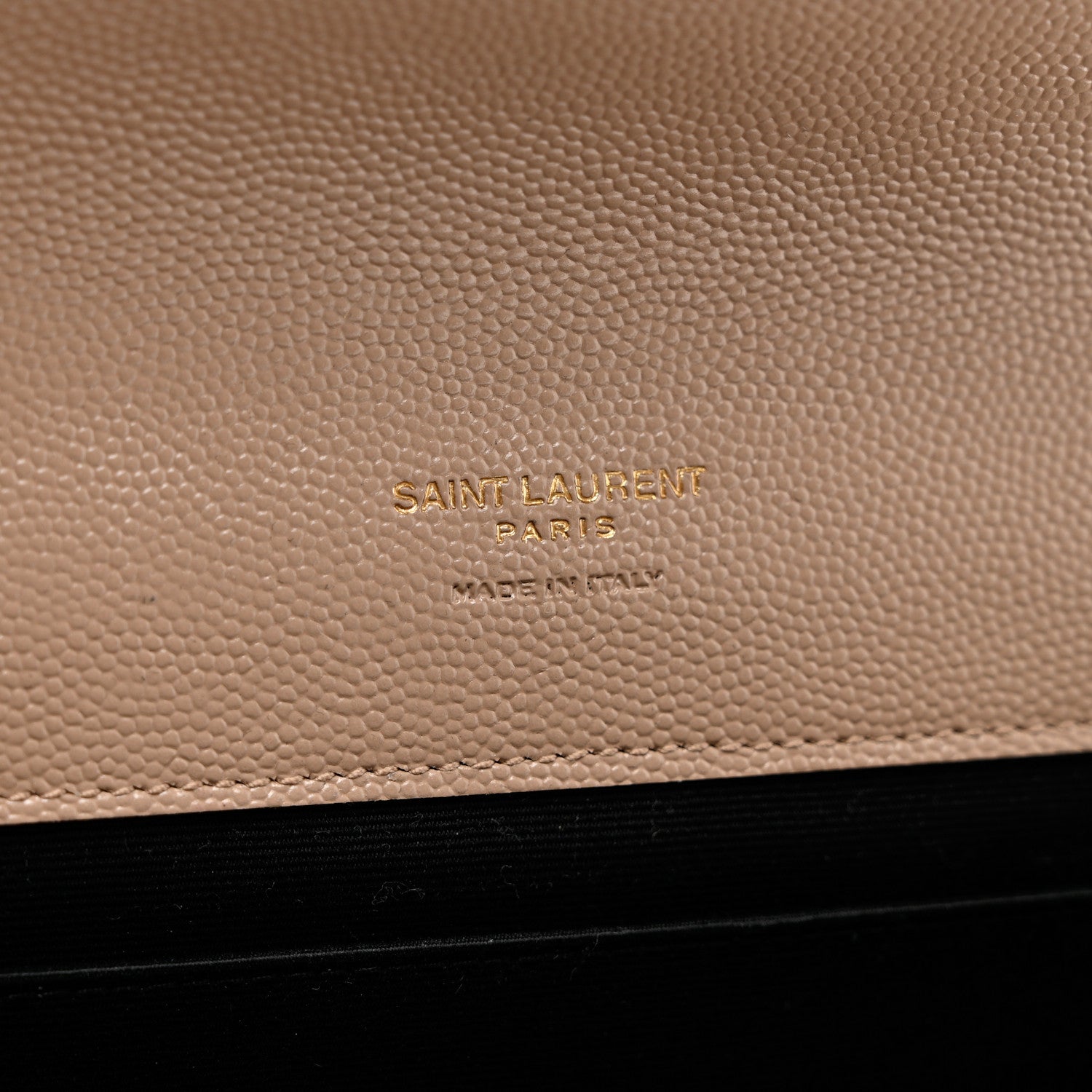 Saint Laurent Grain De Poudre Textured Mixed Matelasse Triquilt Monogram Clutch Dark Beige 6 of 7