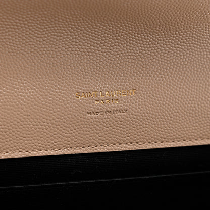 Saint Laurent Grain De Poudre Textured Mixed Matelasse Triquilt Monogram Clutch Dark Beige 6 of 7