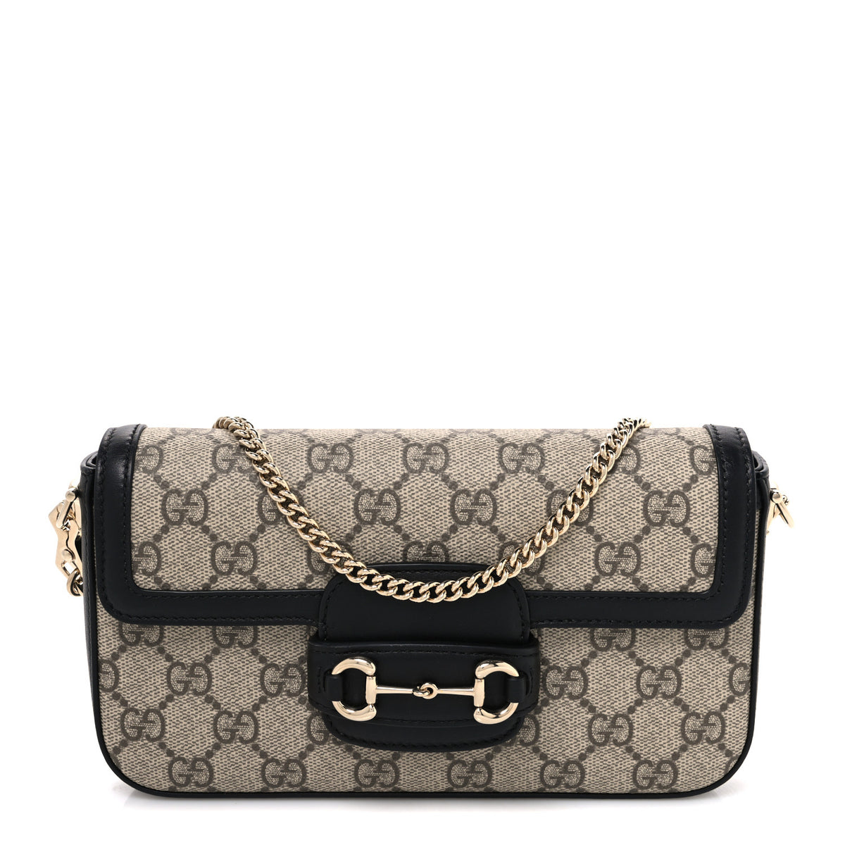 GG Supreme Monogram Azalea Calfskin Horsebit 1955 Mini Bag Beige Black