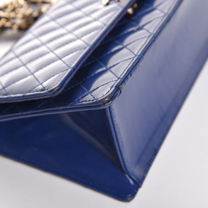 Chanel Glazed Calfskin Quilted East West Flap Blue 10 of 17