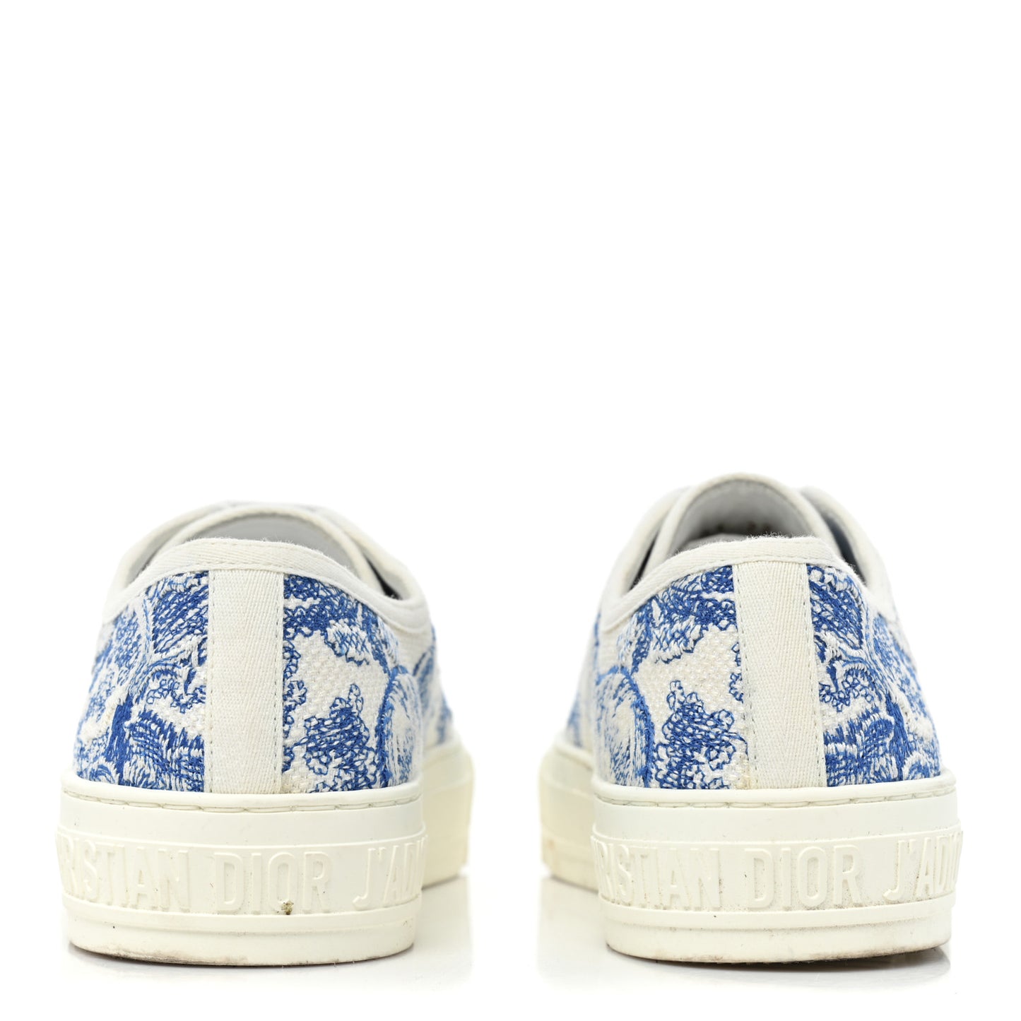 Canvas Toile De Jouy Embroidered Womens Walk'N'Dior Low Top Sneakers 39 Blue