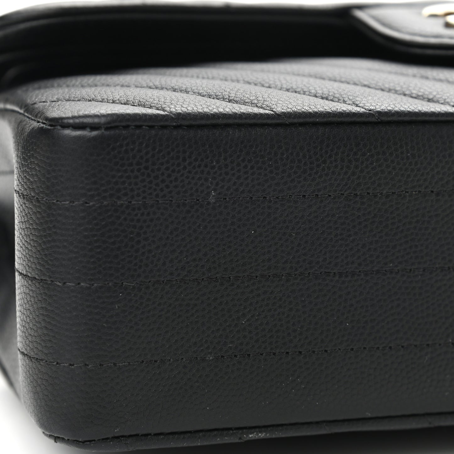 Caviar Chevron Quilted Small Double Flap Black