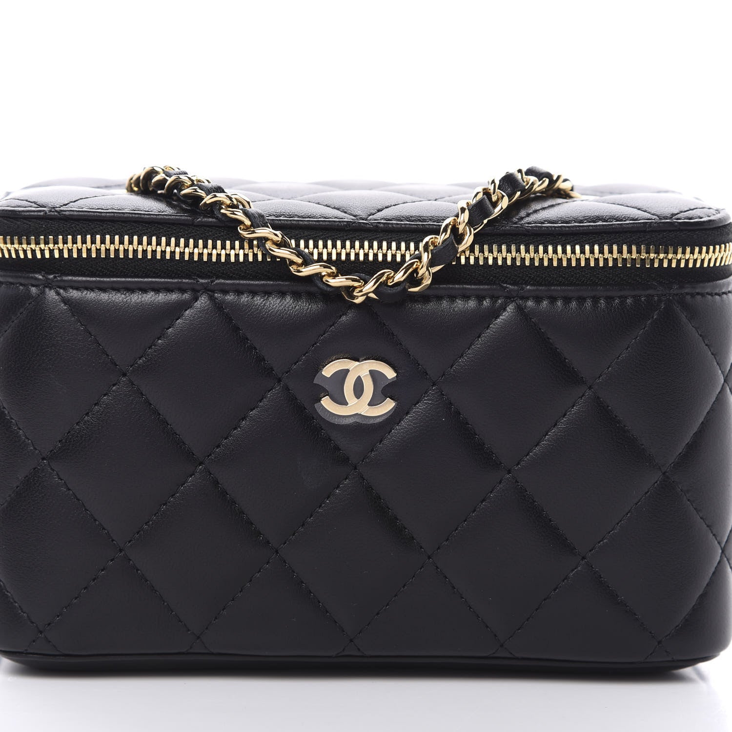Chanel Lambskin Quilted Small Vanity Case With Chain Black 10 of 11