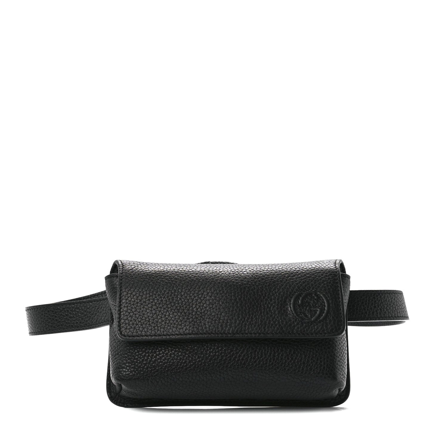 Pebbled Calfskin Soho Flap Belt Bag Black