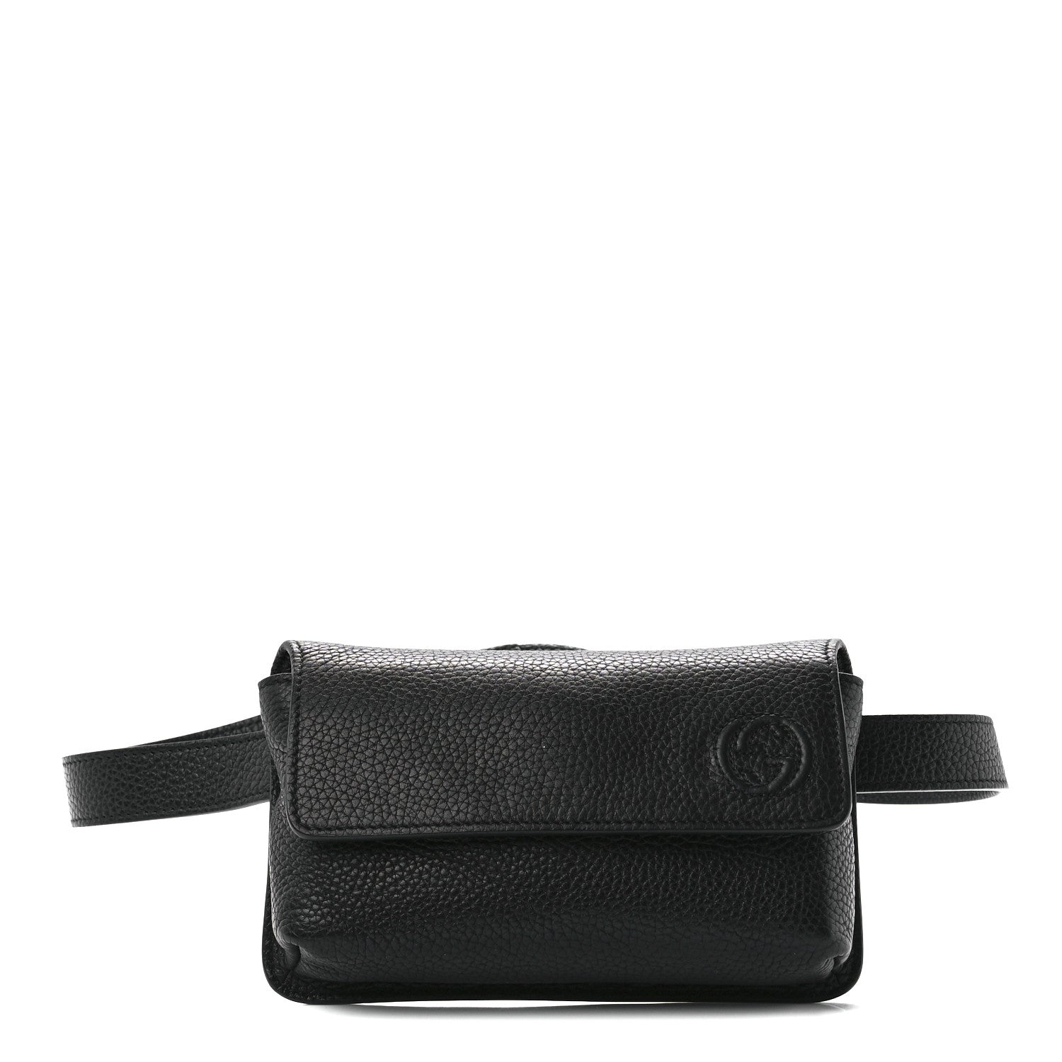 Gucci Pebbled Calfskin Soho Flap Belt Bag Black 1 of 11