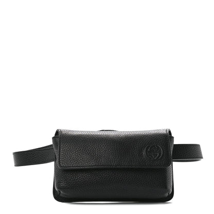 Gucci Pebbled Calfskin Soho Flap Belt Bag Black 1 of 11