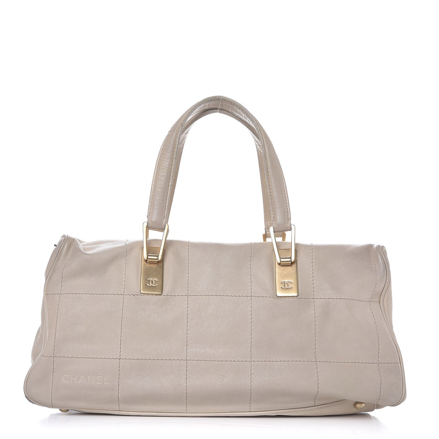 Calfskin Square Stitched Tote Ivory