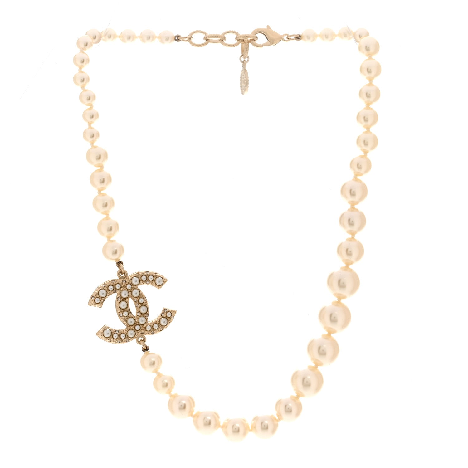 Chanel Pearl CC 100th Anniversary Necklace Light Gold 3 of 6