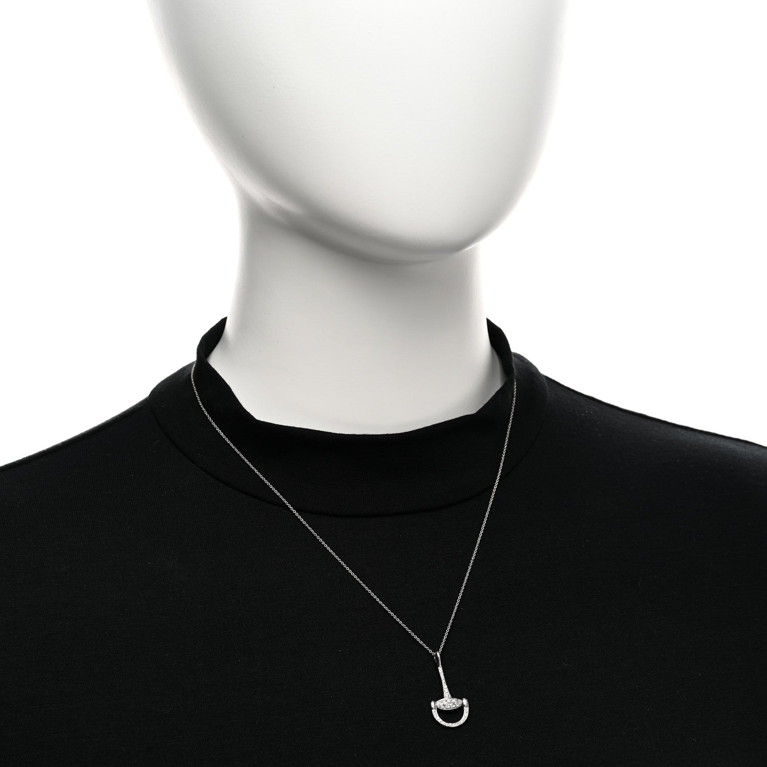 Roberto Coin 18K White Gold Diamond Stirrup Pendant Necklace 2 of 5