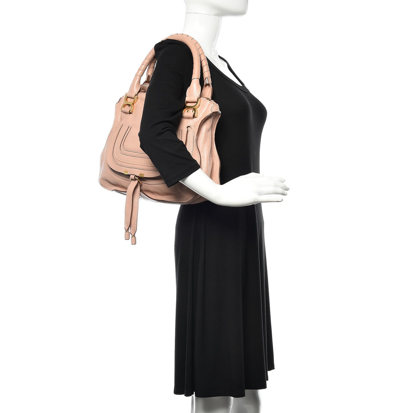 Calfskin Medium Marcie Satchel Pale Pink