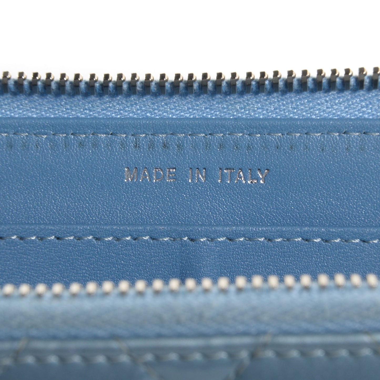 Patent Quilted Zip Wallet Light Blue