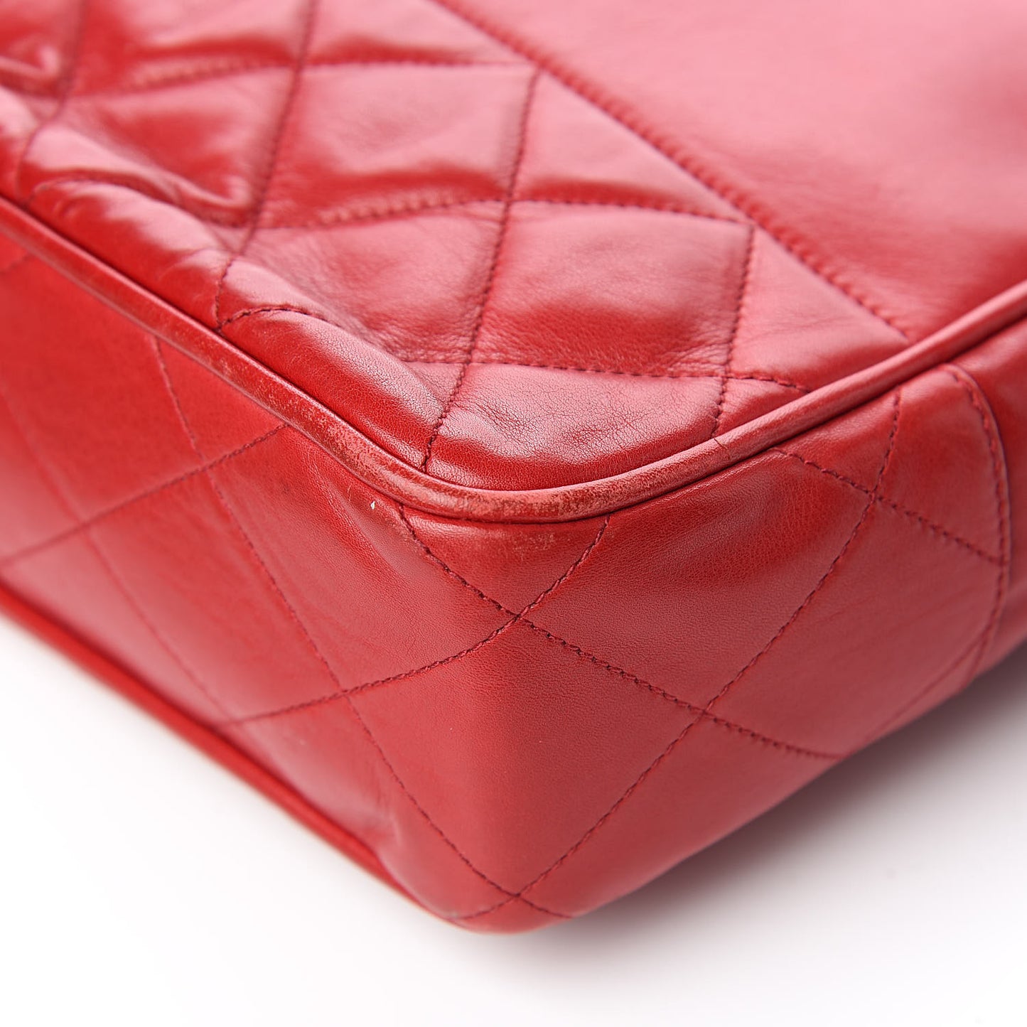 Lambskin Quilted Tote Red