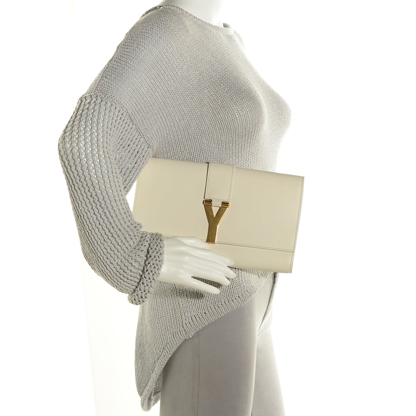 Calfskin Classic Y Clutch White