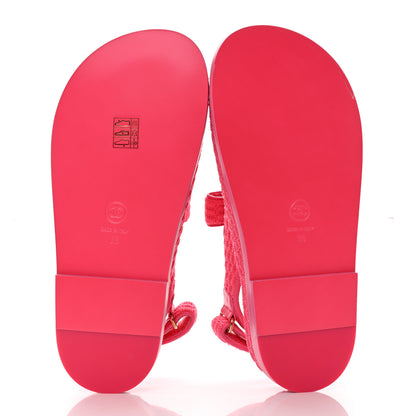 Chanel Knit Fabric Velcro Dad Sandals 36 Pink 5 of 9