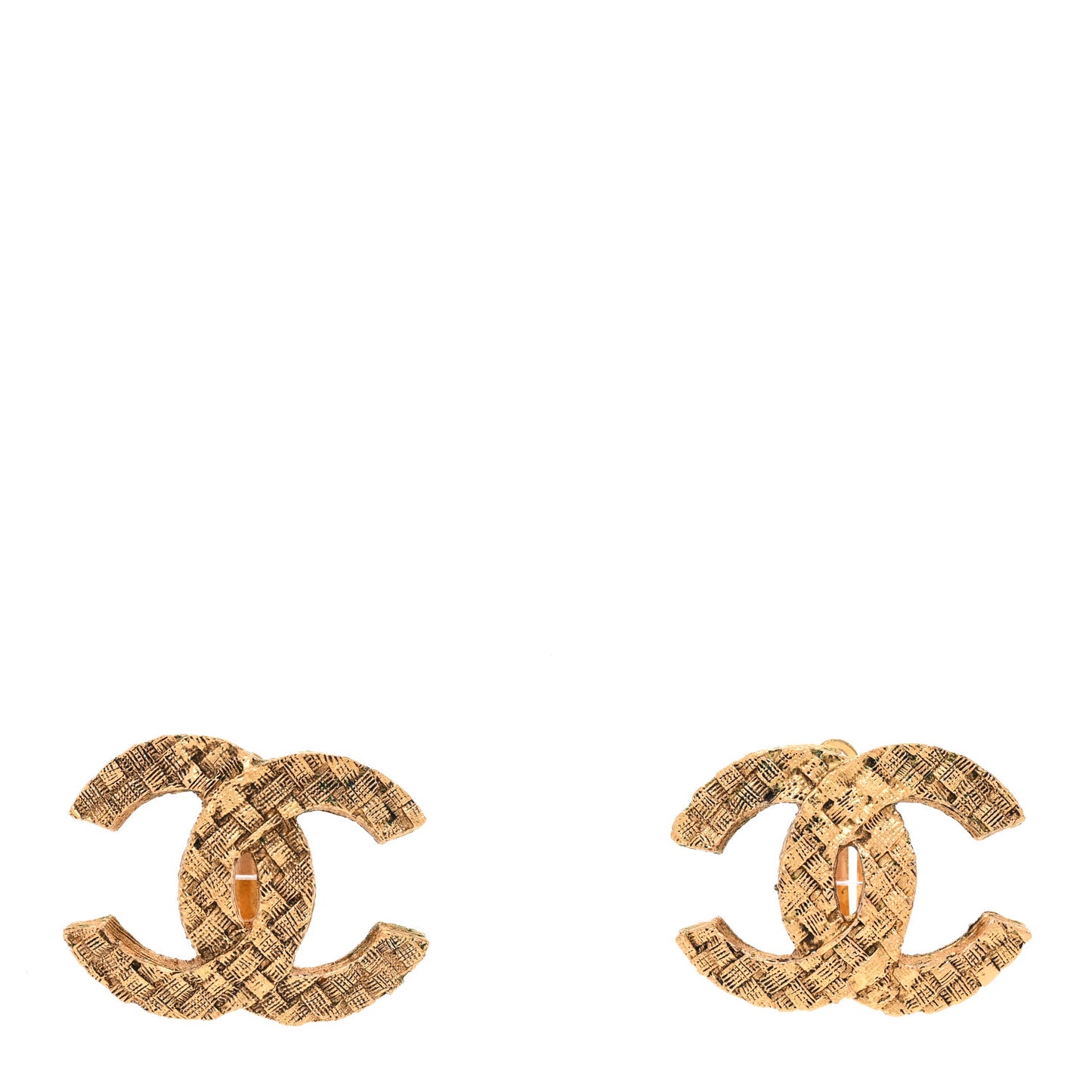 CC Woven Clip On Earrings Gold