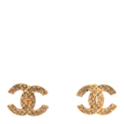 Chanel CC Woven Clip On Earrings Gold 1 of 5