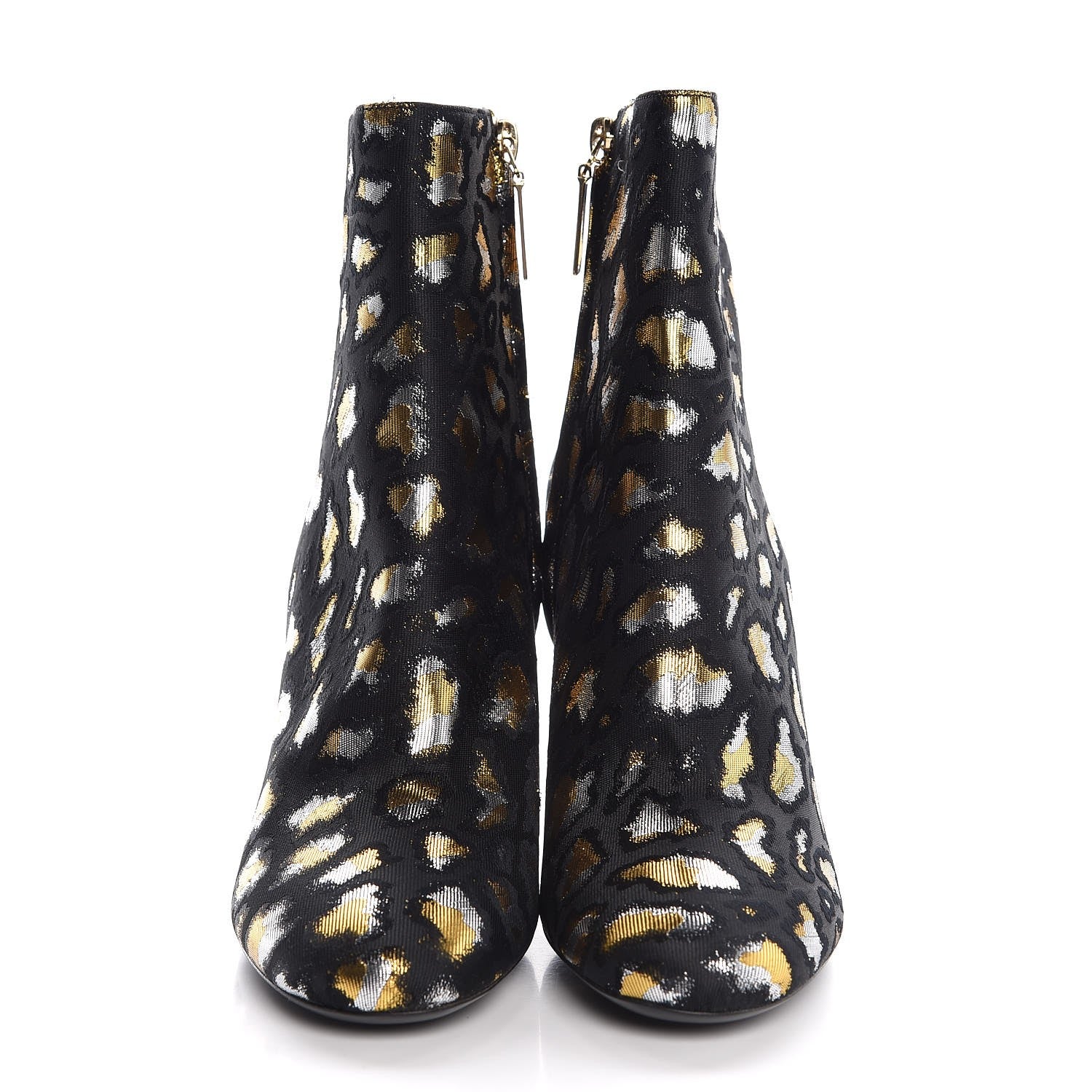 Saint Laurent Jacquard Leopard Loulou Ankle Boots 37 Oro 2 of 9