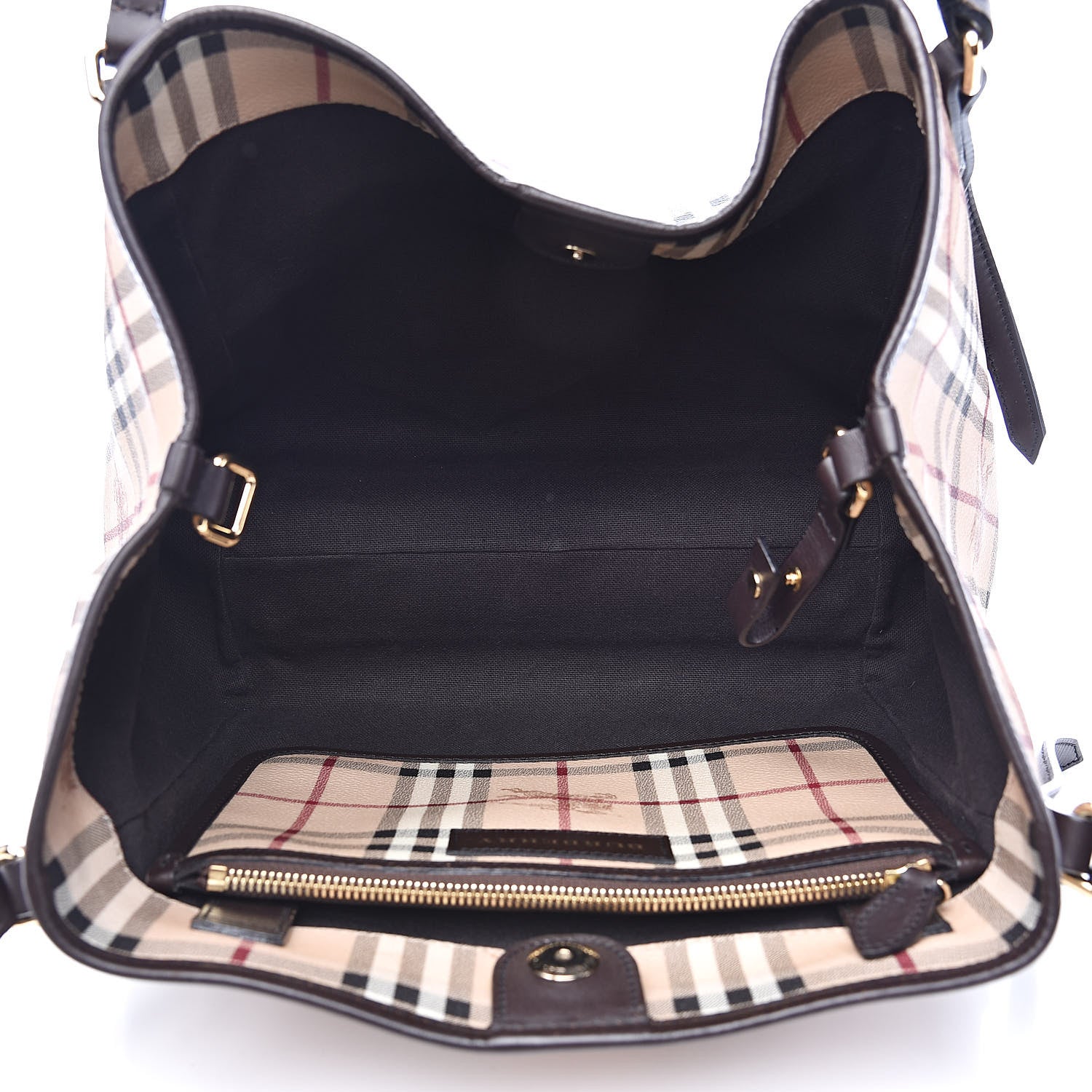 Burberry Haymarket Check Small Canterbury Tote Chocolate 5 of 13
