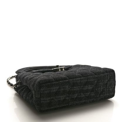 Chanel Printed Denim Quilted Nano Kelly Shopper Black Grey 4 of 10