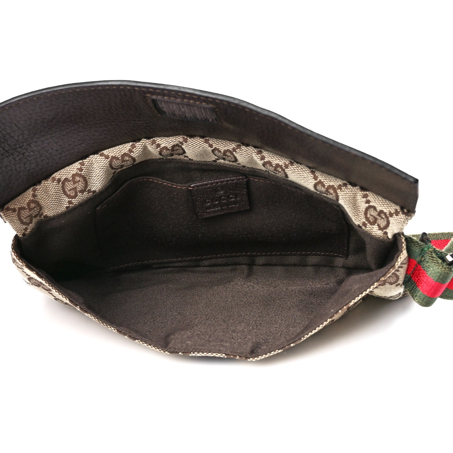 Monogram Web Belt Pouch Bag Brown