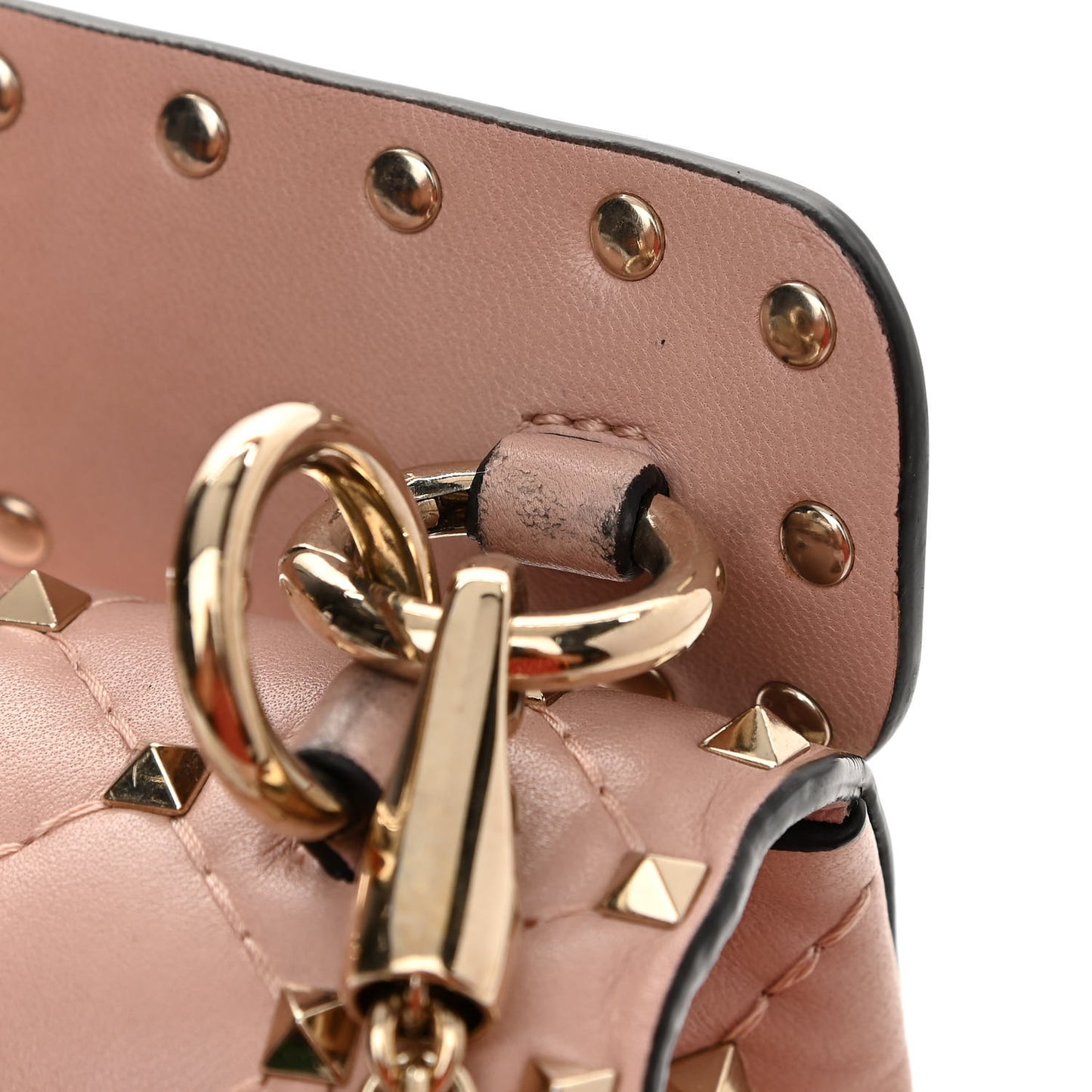 Lambskin Medium Rockstud Spike Shoulder Bag Poudre