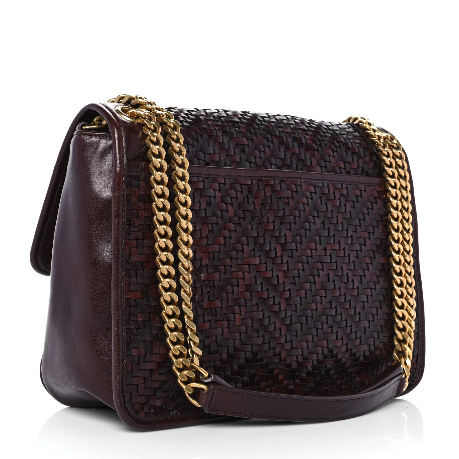 Saint Laurent Calfskin Woven Monogram Medium Niki Chain Satchel Burnt Brown 2 of 9