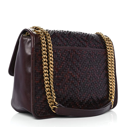 Saint Laurent Calfskin Woven Monogram Medium Niki Chain Satchel Burnt Brown 2 of 9
