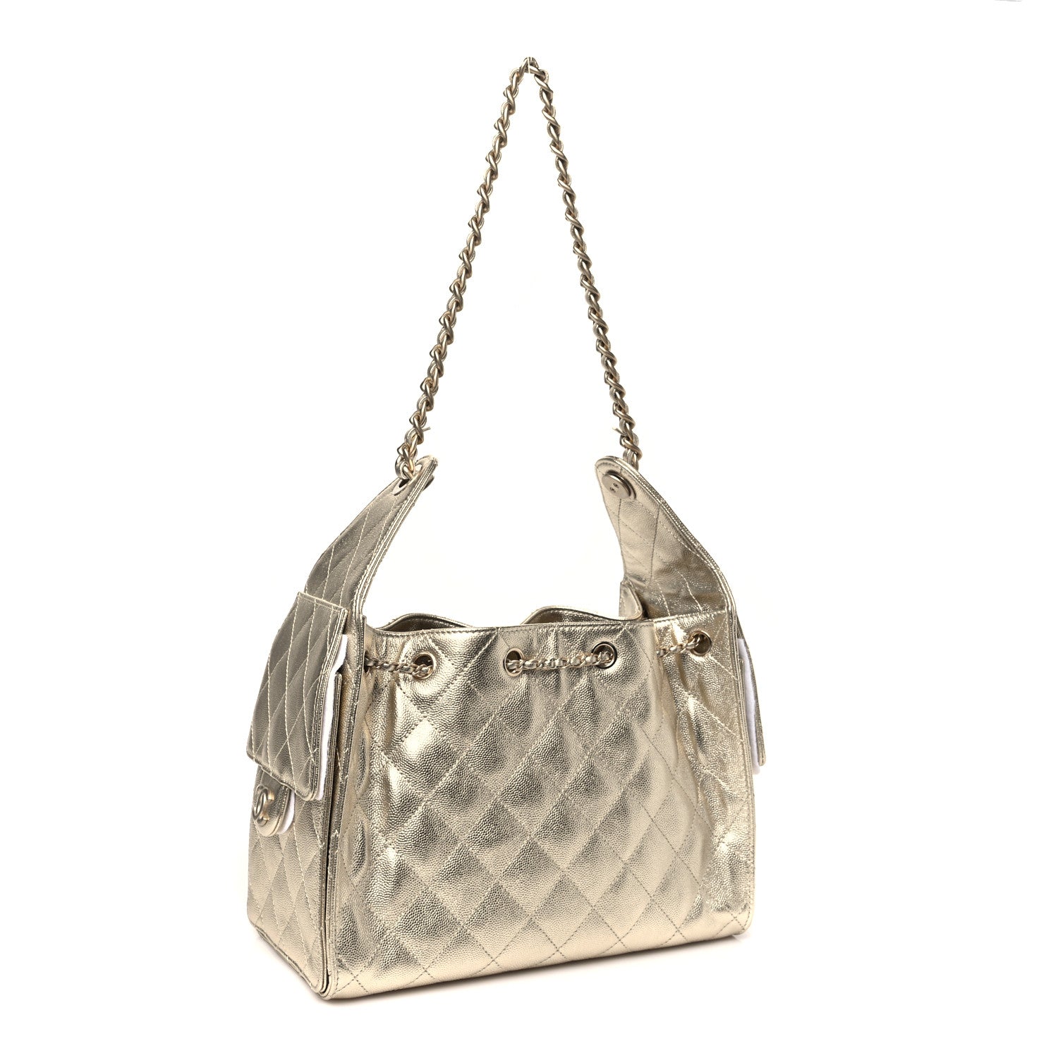 Chanel Metallic Caviar Quilted Small Chanel 25 Handbag Gold 3 of 11