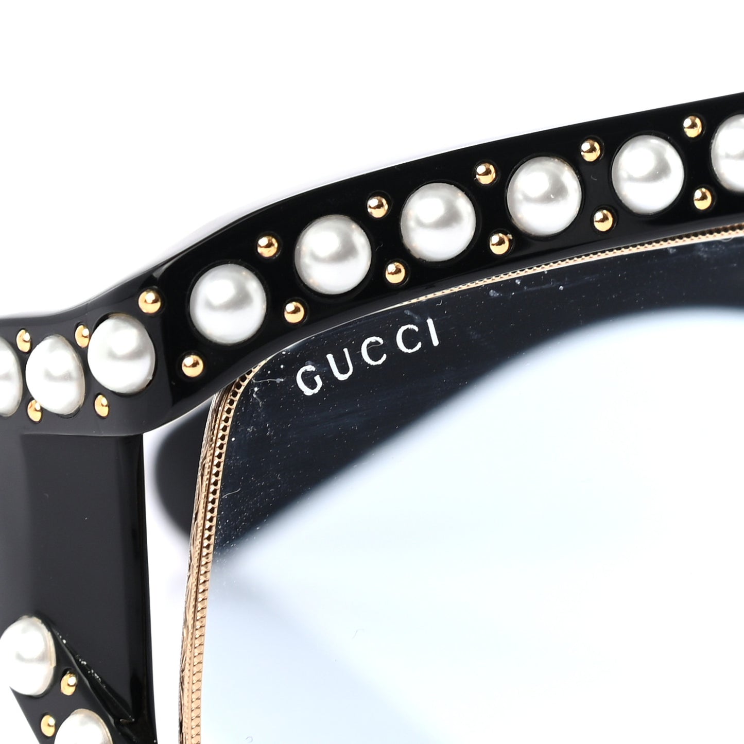 Acetate Pearl Rectangular Frame Sunglasses GG0234S Black