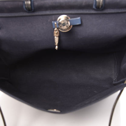 Hermes Toile Vache Calfskin Herbag 39 GM Bleu 9 of 12