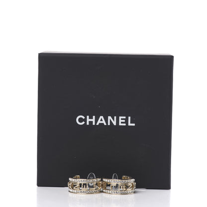 Chanel Metal Crystal Bow-tiful CC Hoop Earrings Gold 7 of 7