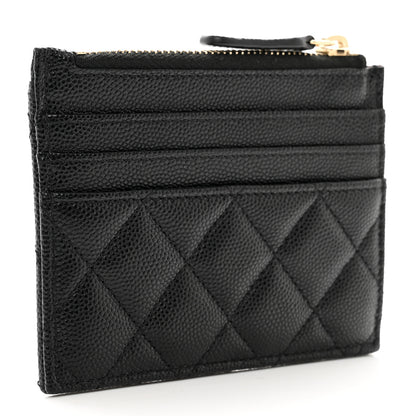 Chanel Caviar Quilted CC Zip Card Holder Black 3 of 8