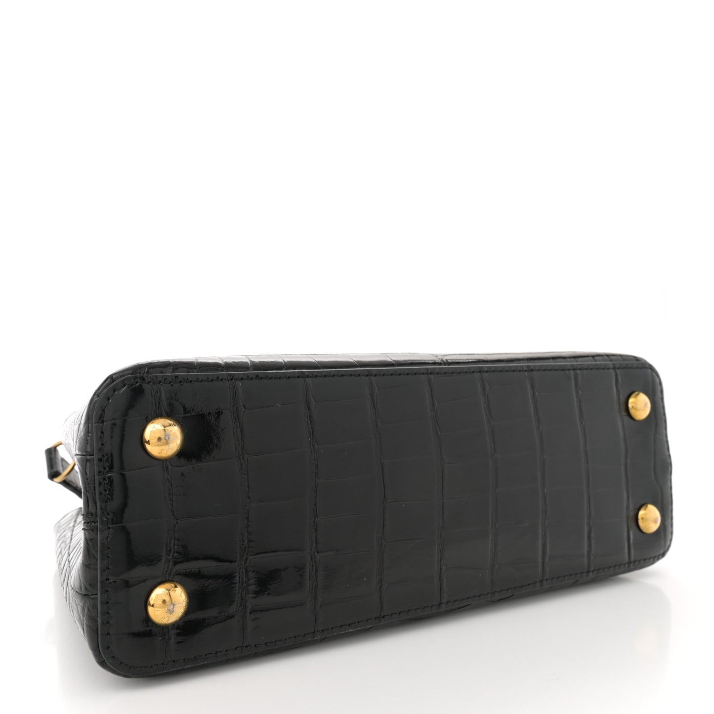 Brilliant Alligator Capucines PM Black