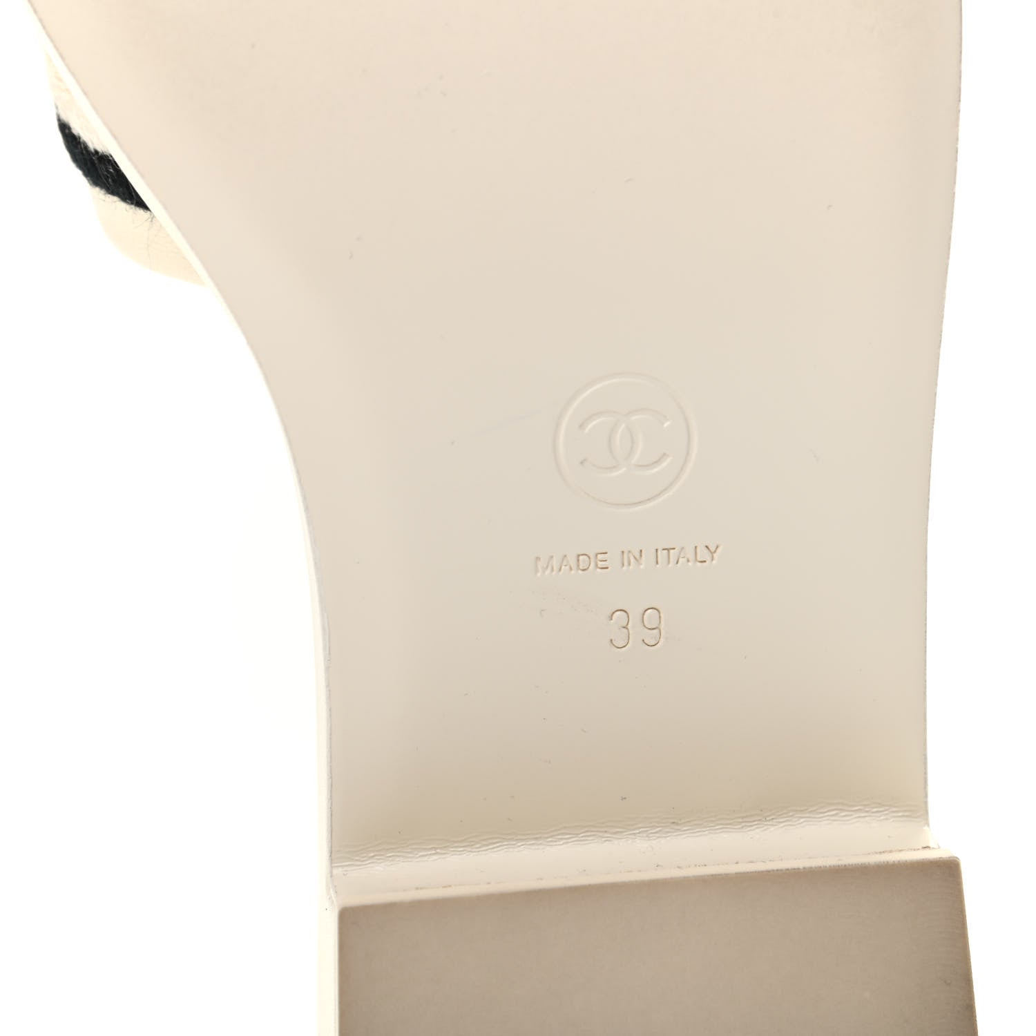 Chanel Lambskin Embroidered Logo Mules 39 Ivory Black 7 of 8
