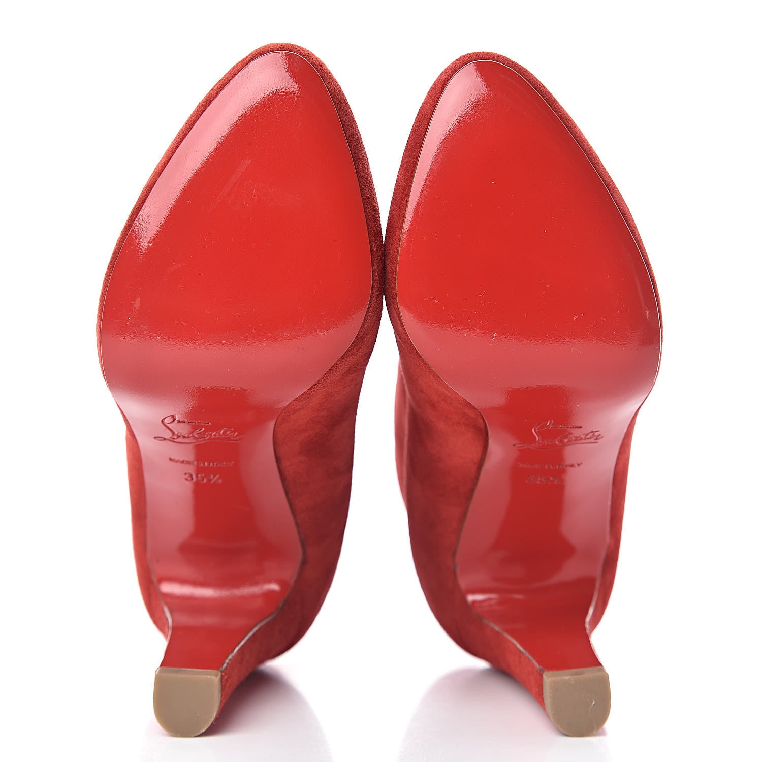 Christian Louboutin Veau Velours Ankle Boots 35.5 Carmin 5 of 12