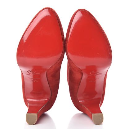 Christian Louboutin Veau Velours Ankle Boots 35.5 Carmin 5 of 12