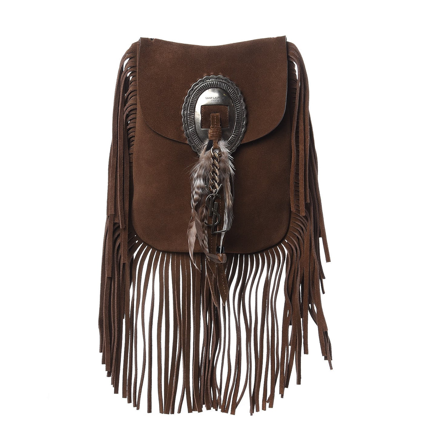 Suede Fringe Flat Anita Crossbody Bag Coffy Marrone