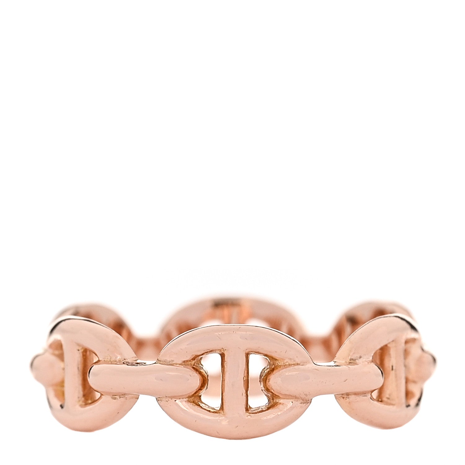 Hermes 18K Rose Gold PM Chaine d'Ancre Enchainee Ring 52 6 3 of 5