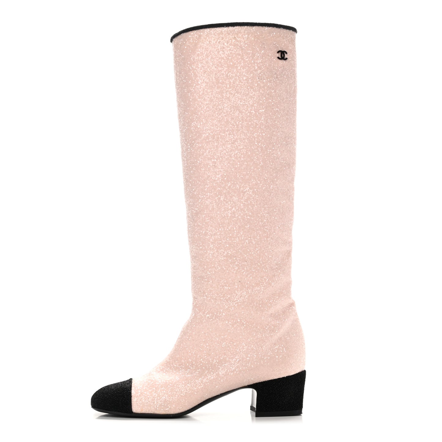 Glitter Fabric Lurex Cap Toe Fantasy High Boots 37 Pink Black