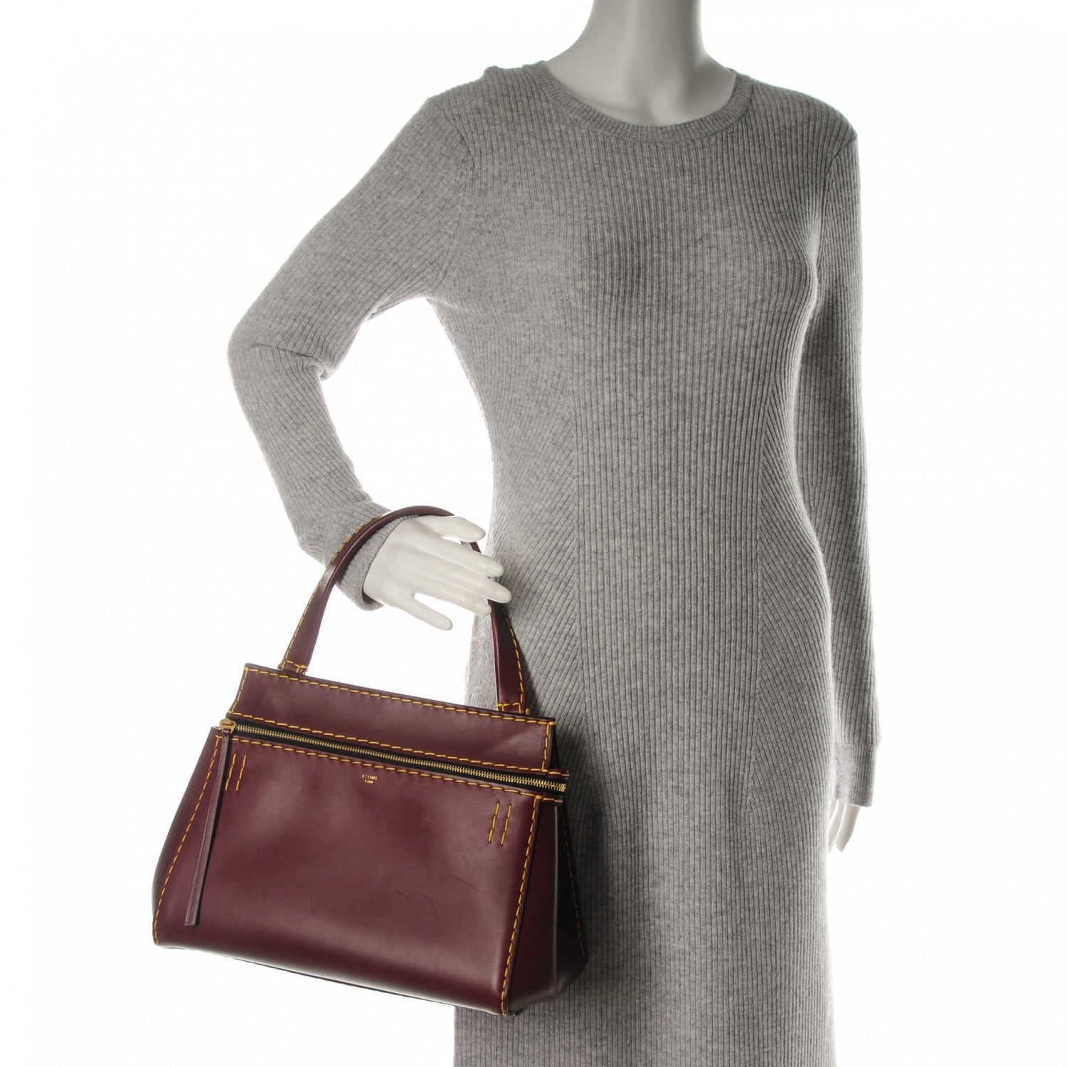 Celine Smooth Calfskin Small Edge Shoulder Bag Burgundy 2 of 7