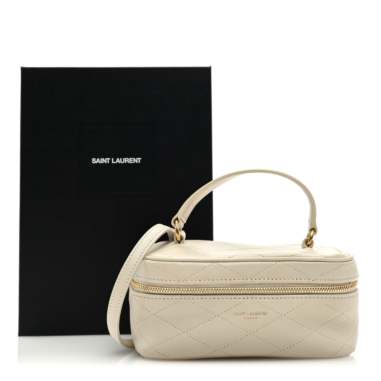 Grain De Poudre Quilted Vanity Bag Top Handle Crema Soft