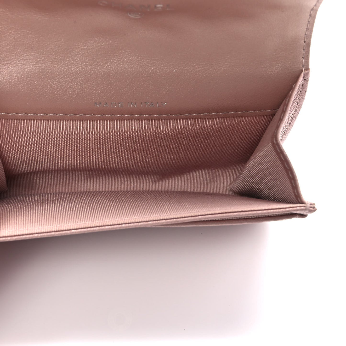 Goatskin Camellia Embossed Card Holder Wallet Light Pink